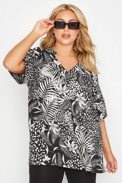 Yours Black Palm Print Shirt