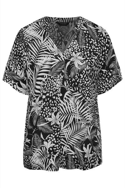 Yours Black Palm Print Shirt