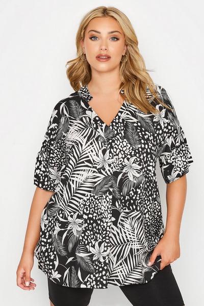Yours Black Palm Print Shirt