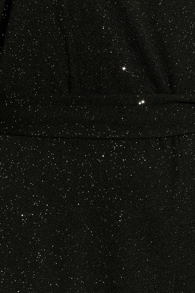 Yours Black Glitter Notch Neck Tie Waist Jumpsuit