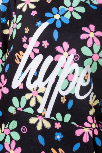 Hype Black Daisy Script Hoodie