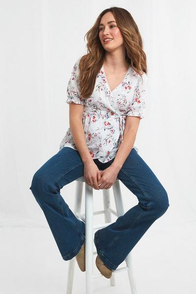 Joe Browns White Mock Wrap Floral Top