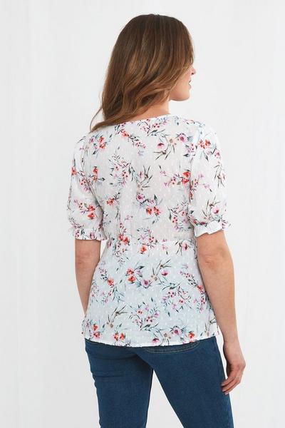 Joe Browns White Mock Wrap Floral Top