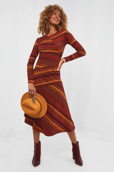 Joe Browns Multi Autumnal Asymmetric Stripes Dress