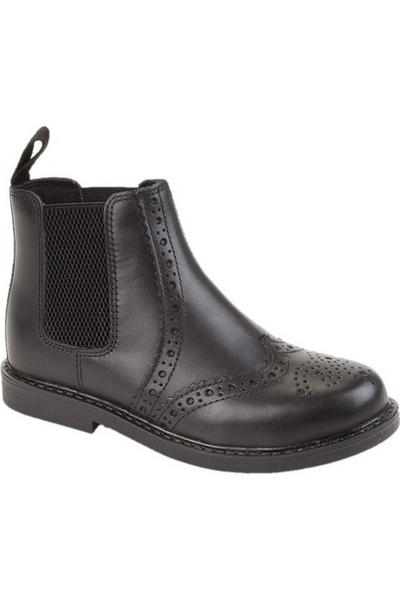 Roamers Black Leather Ankle Boots