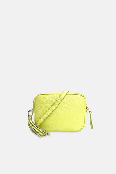 Apatchy London Lemon Leather Crossbody Bag With Yellow Cheetah Strap