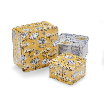 Cooksmart Mustard Set of 3 Retro Meadow Square Cake Tins