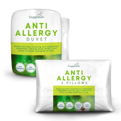 Snuggledown White Freshwash Anti Allergy 4.5 Tog Summer Duvet With 2 Pillows