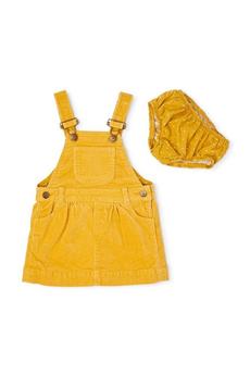 Dotty Dungarees Gold Classic Needlepoint Corduroy Pinafore Dress