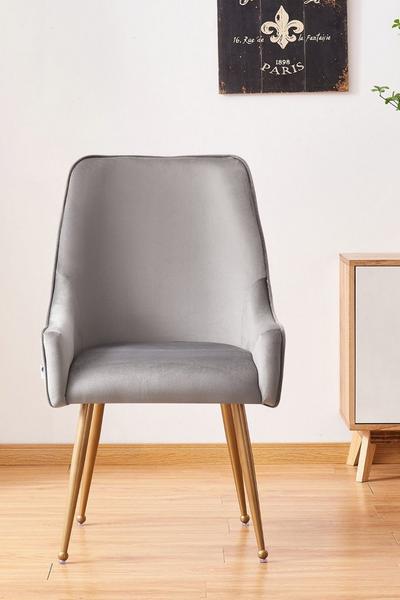 Life Interiors Grey Soho' LUX Velvet Dining Chair Single