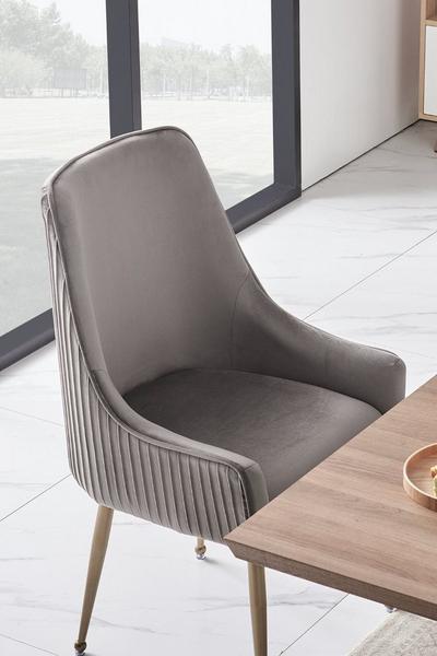 Life Interiors Grey Soho' LUX Velvet Dining Chair Single