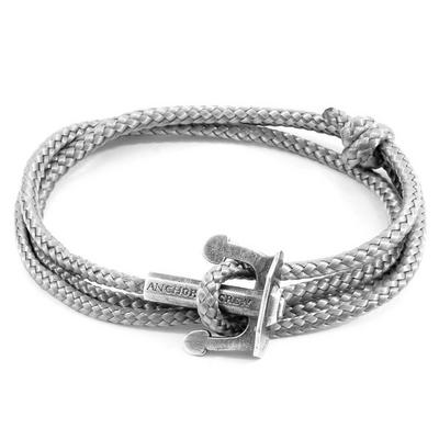 ANCHOR & CREW Grey Classic Grey Union Anchor Silver and Rope Bracelet