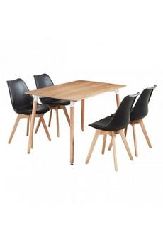 Life Interiors Black 'Dining Set' with Halo Dining Table & Lorenzo Dining Chairs Set of 4