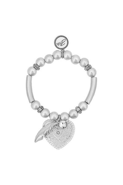 Bibi Bijoux Silver Silver 'Heart And Feather' Ball Bracelet