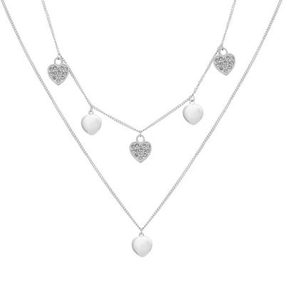 Caramel Jewellery London Silver Hearts Of Sparkle Silver Layer Crystal Effect Charm Necklace