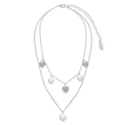 Caramel Jewellery London Silver Hearts Of Sparkle Silver Layer Crystal Effect Charm Necklace