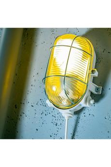 CGC Lighting White Oval Metal Cage Bulkhead Wall Or Ceiling Light