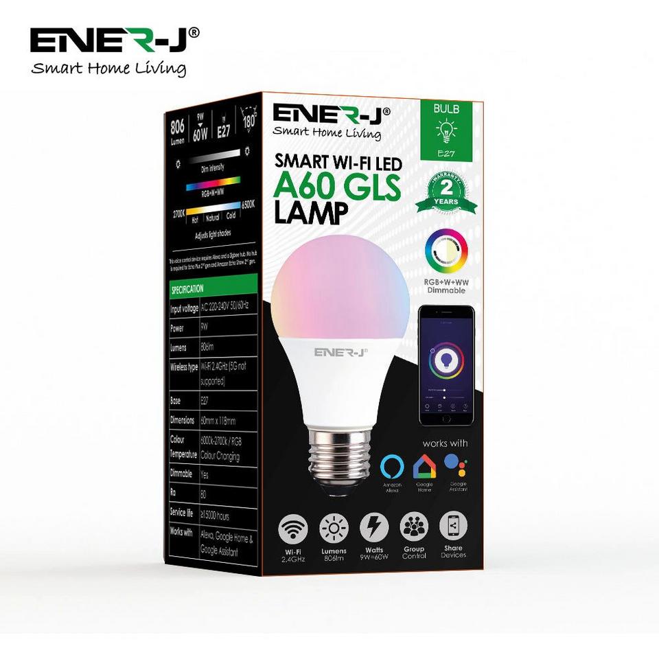 Ampoule connectée Smart Led Ener-j LED A60 9W équivalent 60W B22