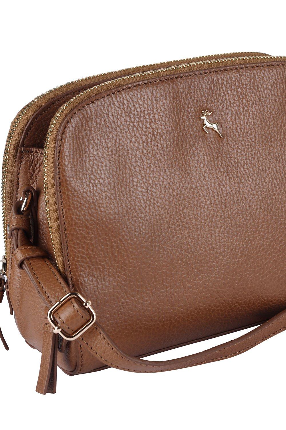 Ashwood Leather 'Classy' Leather Three Section Cross Body Bag