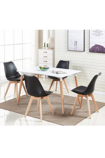 Life Interiors 'Dining Set' Halo Dining Table & Lorenzo Dining Chairs Set of 4 | Debenhams