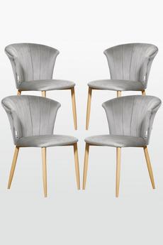 Life Interiors Grey Elsa' Velvet Dining Chair Set of 4