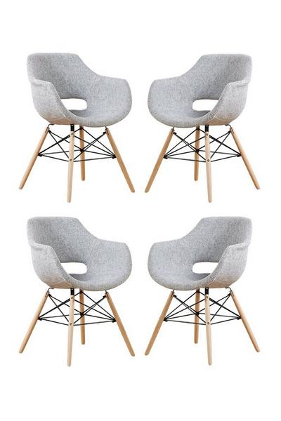 Life Interiors Light Grey Olivia Eiffel Fabric Armchair Dining Tub Chair Set of 4