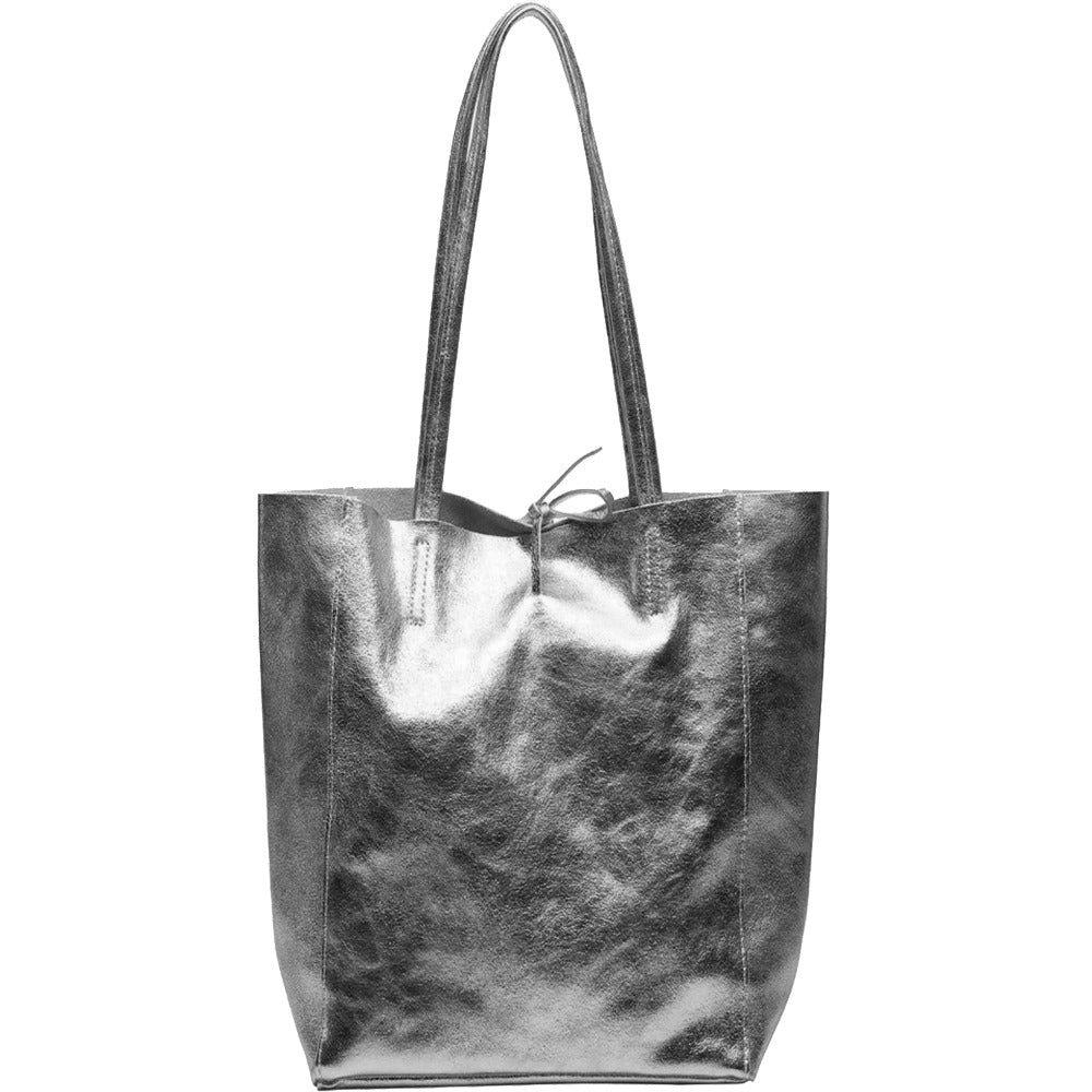 Bags & Purses | Pewter Metallic Leather Tote Shopper Bag | BBDAR | Sostter