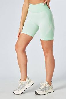 Twill Active Green Recycled Colour Block Body Fit Cycling Shorts - Green