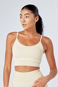 Twill Active Beige Recycled Colour Block Body Fit Seamless Sports Bra - Stone