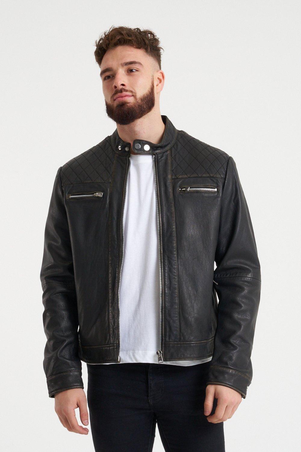 black leather jacket mens debenhams