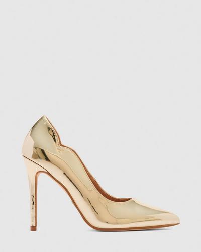 Novo Gold Gold 'Inisa' Metalic Heeled Court Shoes