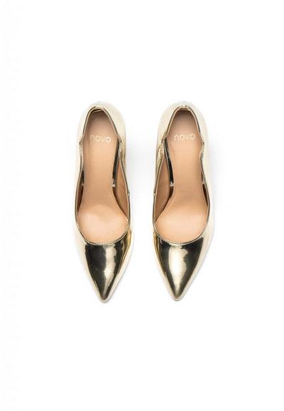 Novo Gold Gold 'Inisa' Metalic Heeled Court Shoes