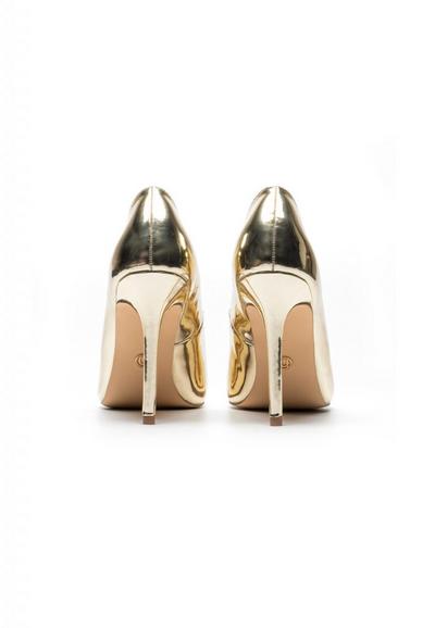 Novo Gold Gold 'Inisa' Metalic Heeled Court Shoes