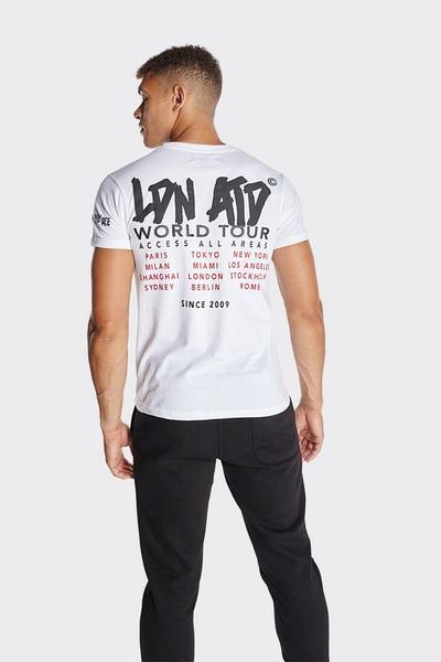 LONDON ATTITUDE White White 'World Tour' Printed T-Shirt