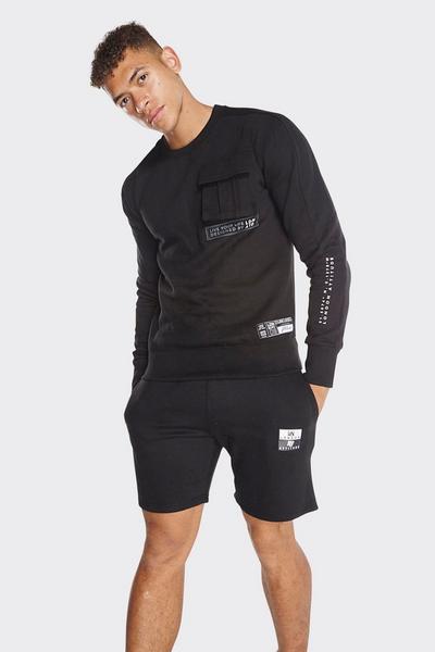 LONDON ATTITUDE Black Black 'LDN ATD' Printed Fleece Shorts