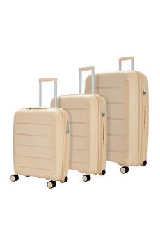 Rock Beige Tulum 3 Pc Set 8 Wheel Hardshell Expandable Suitcases