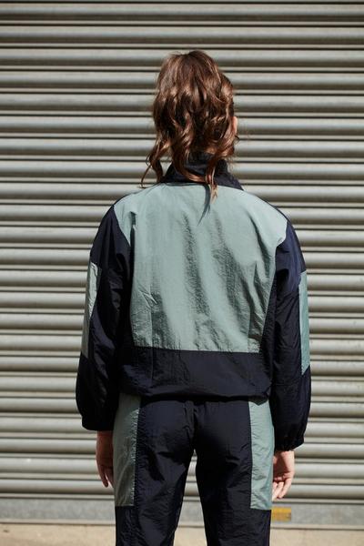 DOUBLE SECOND Navy Colour Block Sport Jacket