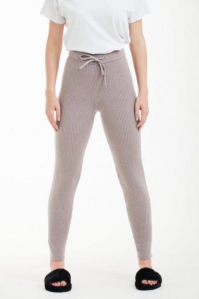 DOUBLE SECOND Dusty Pink Pink Ribbed Knit Jogger