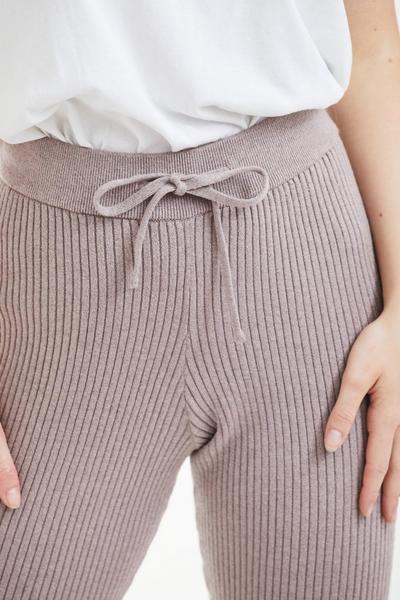 DOUBLE SECOND Dusty Pink Pink Ribbed Knit Jogger