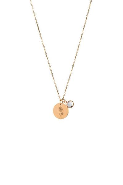 Joy by Corrine Smith Metallic Gold April Birth Flower Necklace with Birthstone