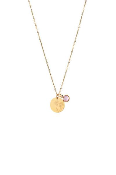 Joy by Corrine Smith Metallic Gold June Birth Flower Necklace with Birthstone