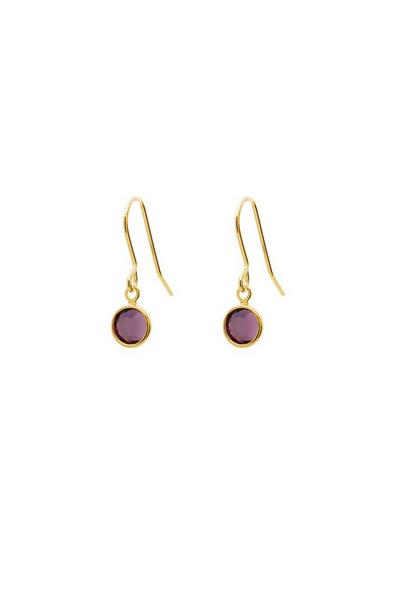 Joy by Corrine Smith Metallic Gold February Birthstone Crystal Drop Earrings Gold Plated