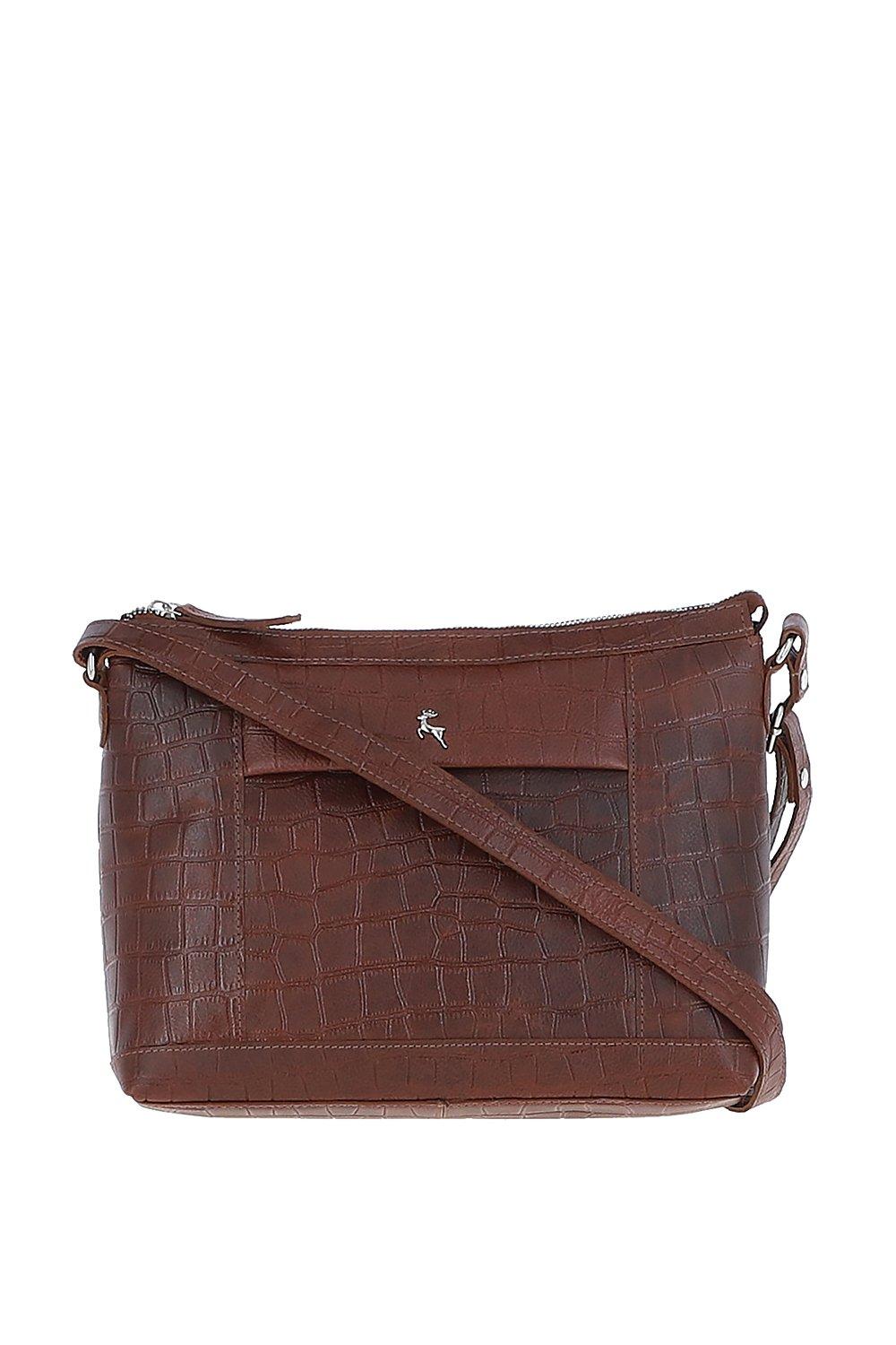 Ashwood Leather Crocodile Print Cross Body Bag • Bagcraft UK