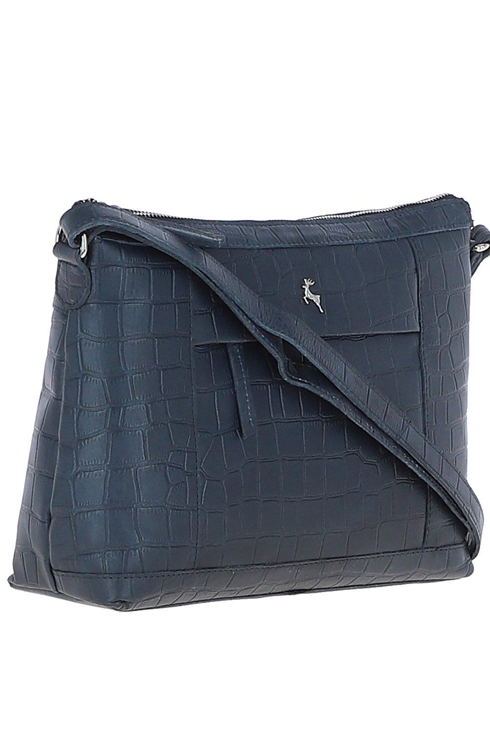 Ashwood Leather Crocodile Print Cross Body Bag • Bagcraft UK