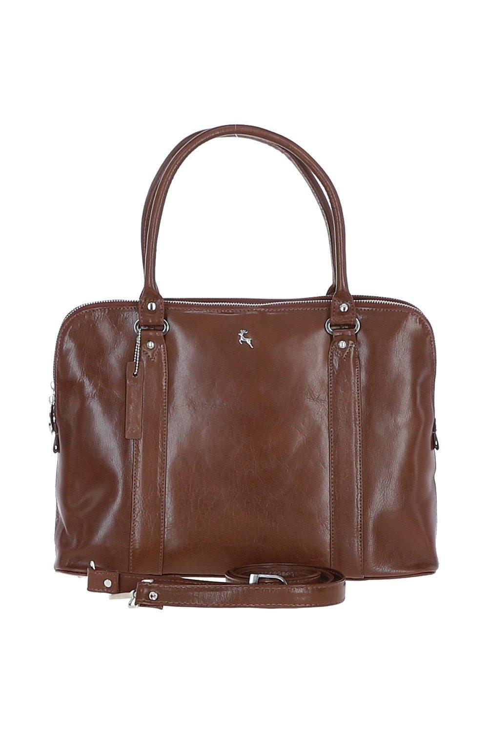 Three Section Large Veggie Tanned Leather Bag: Gina