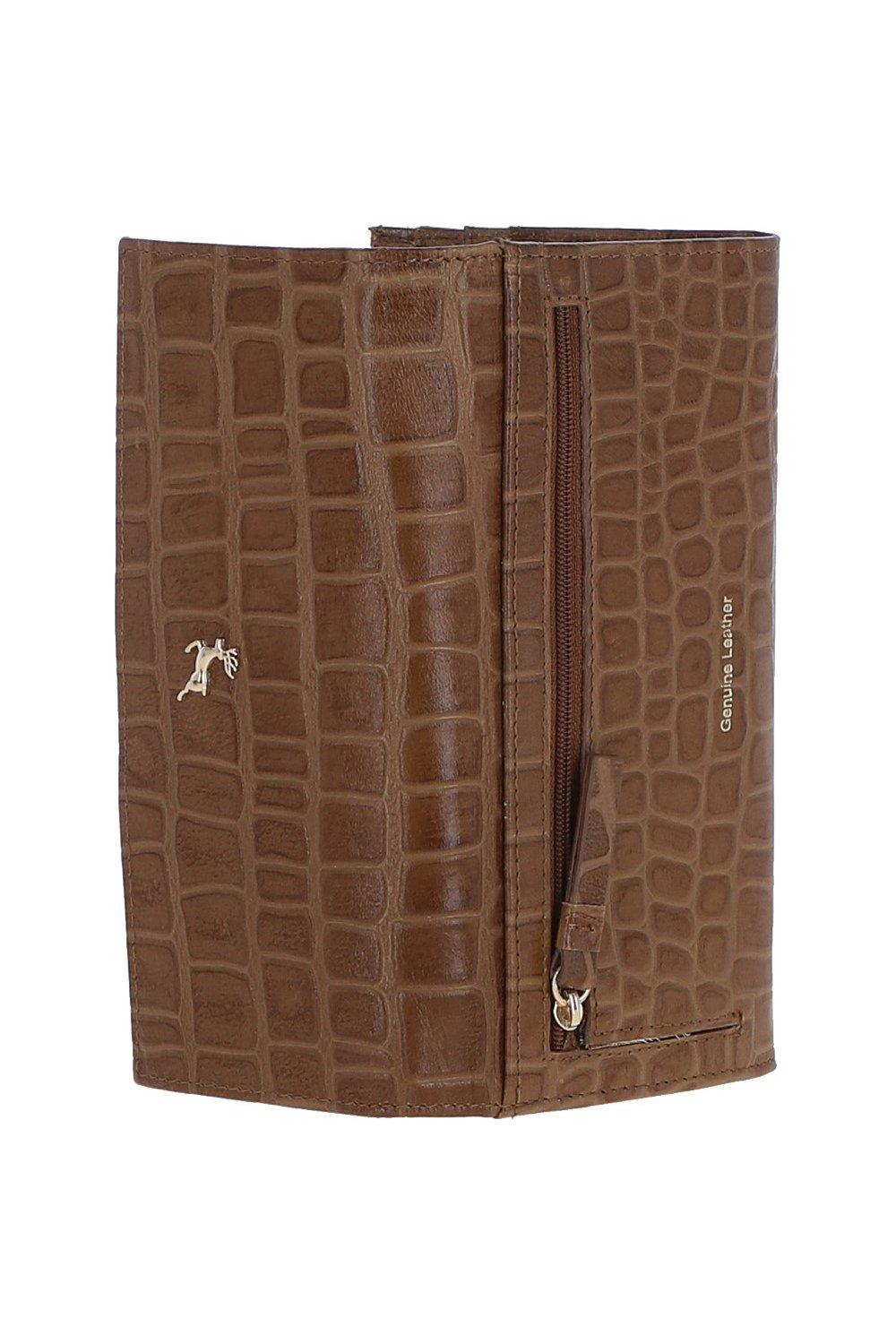 Bags & Purses, Croc Print 7 Card RFID Large Real Leather Purse