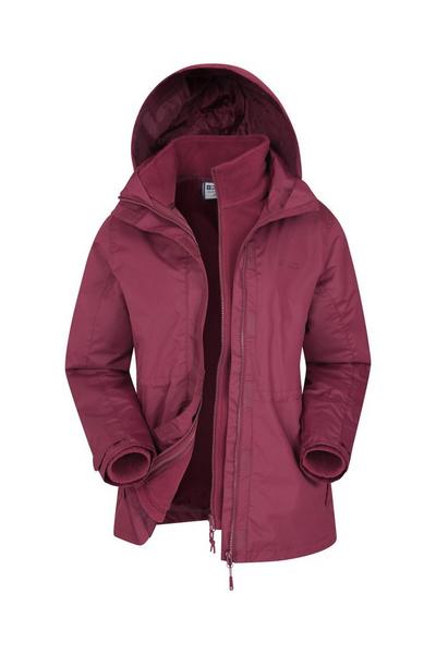 Mountain Warehouse Burgundy Fell 3 in 1 Jacket Water Resistant Rain Coat