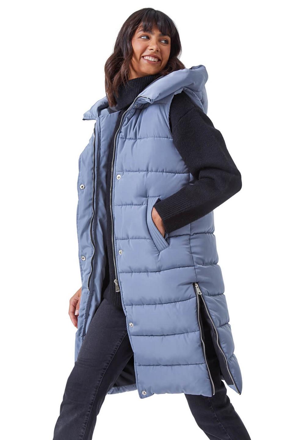 Jackets & Coats | Hooded Longline Quilted Gilet | Roman