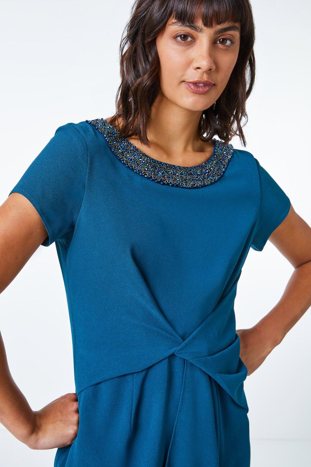 roman teal dress