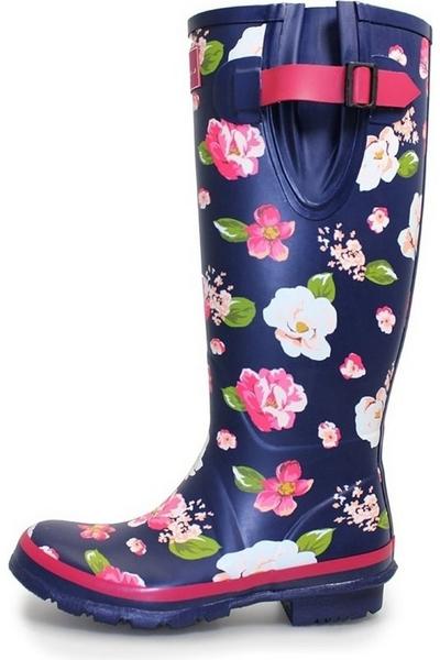 Lunar Mid Blue Floral Wellington Boots